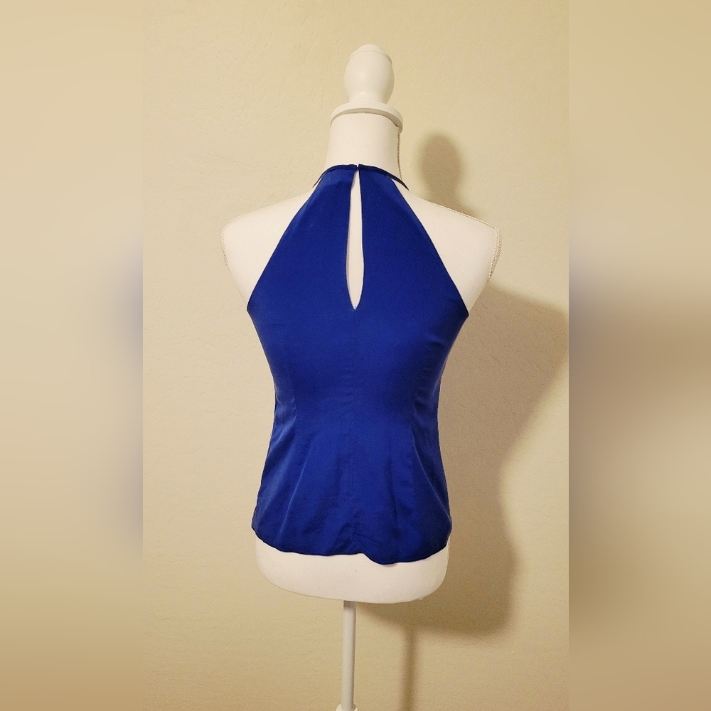 💙 Ann Taylor Royal Blue Silk Halter Top – Size 0 Petite - Picture 2 of 4
